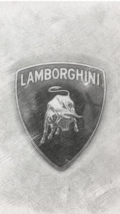 Pencil Sketch of Lamborghini Logo with Charging Bull