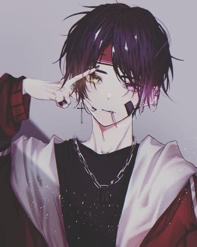 Edgy Anime Boy Red Bandana Aesthetic Tablet Wallpaper