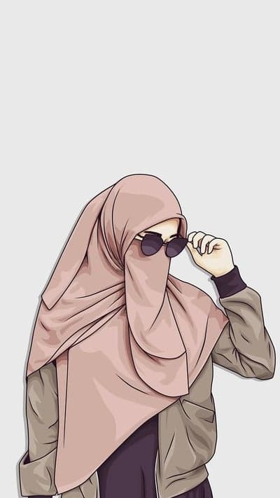 Stylish Muslim Woman in Hijab and Sunglasses Illustration