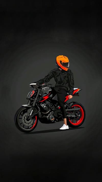 Sleek Orange Sportbike Rider Digital Art Phone Background