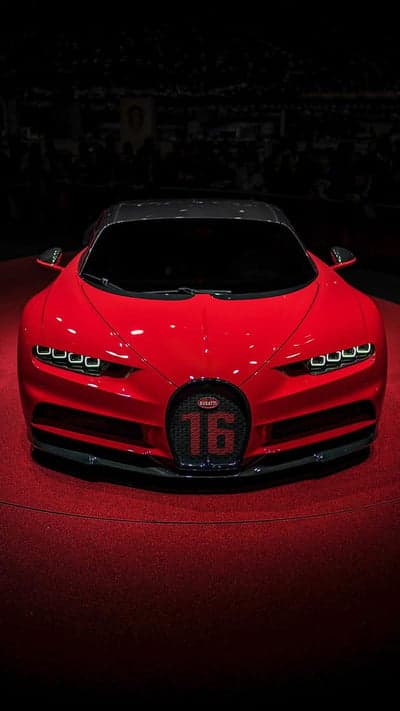 Red Bugatti Chiron "16" on a Red Carpet