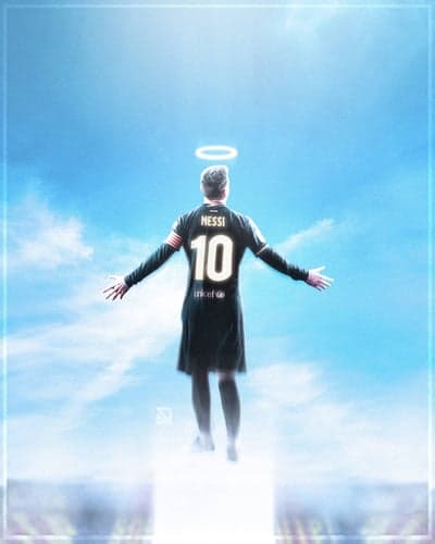 Lionel Messi Ascends to Heaven in Angelic Soccer Tribute