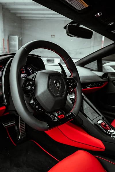 Luxury Lamborghini Interior Red and Black Mobile Wallpaper