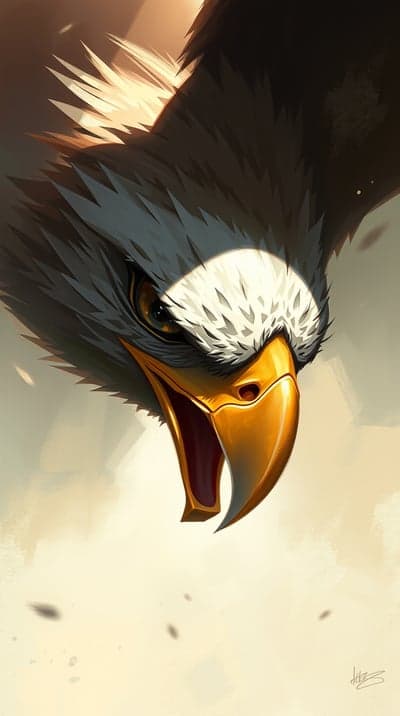 Dramatic Eagle Closeup with Golden Beak and Intense Gaze