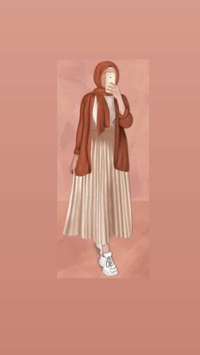 Stylish Hijab Outfit with Pleated Skirt and Cardigan