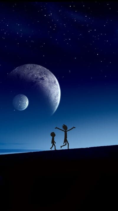 Rick and Morty Cosmic Silhouette Alien Planet Wallpaper
