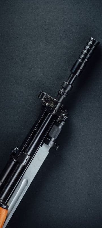 Close-up of AK-47 rifle barrel and bayonet