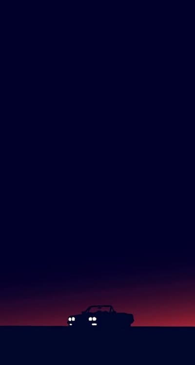 Minimalist Car Silhouette Under Dark Night Sky