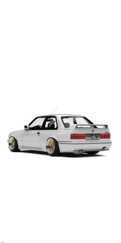 Custom White BMW E30 M3 with Gold BBS Wheels