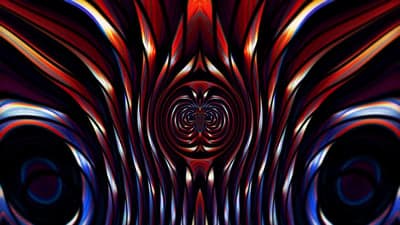 Abstract Psychedelic Swirls of Red, Blue, and White