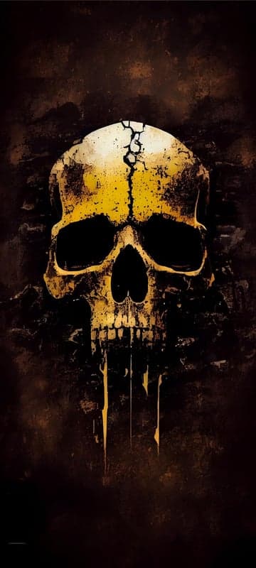 Cracked Gold Skull with Dark Textured Background