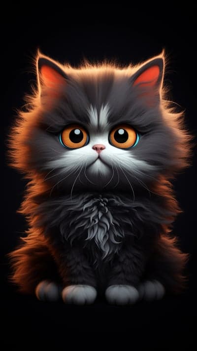 Cute Fluffy Cat with Big Orange Eyes