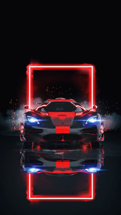 Futuristic Sports Car Neon Glow Reflection