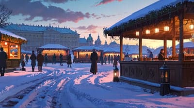 Winter Christmas Market at Dusk