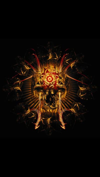 Fiery Ornate Gothic Skull Mandala Mobile Wallpaper