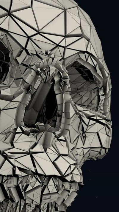 Fragmented 3D Crystalline Skull Tablet Wallpaper