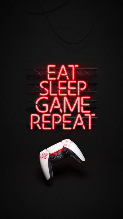 Neon Eat Sleep Game Repeat Red Glow Mobile Wallpaper