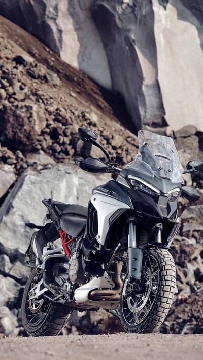 Ducati Multistrada V4 Motorcycle in Rocky Landscape