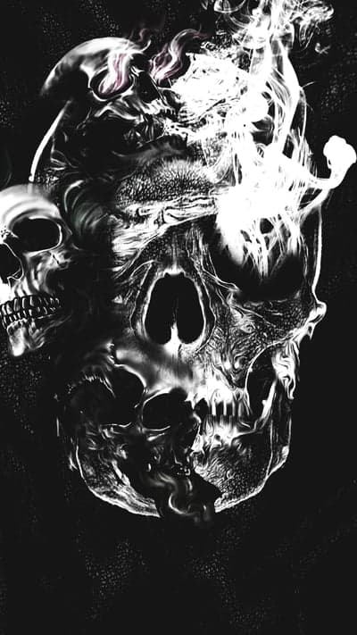 Dark Gothic Skulls and Smoky Vapors Phone Background