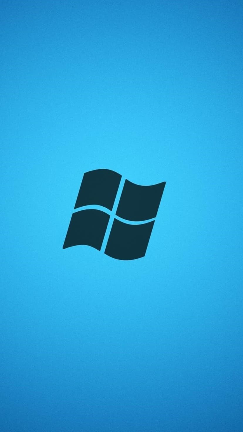 Tilted dark blue Windows logo centered on a smooth light-to-dark blue gradient background for phone screens.