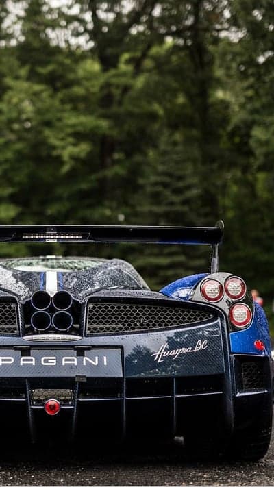 Blue Pagani Huayra BC Wet Hypercar Mobile Wallpaper