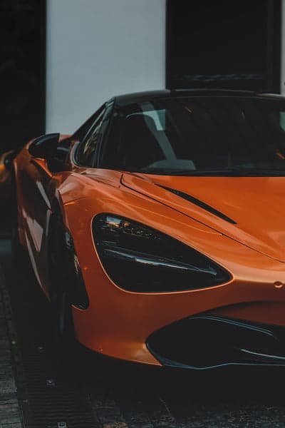 Orange McLaren supercar front view