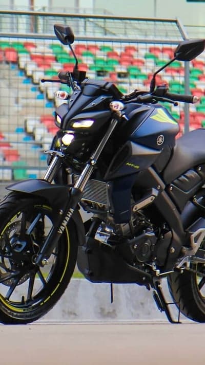 Yamaha MT-15 Sportbike Yellow Accents Mobile Wallpaper