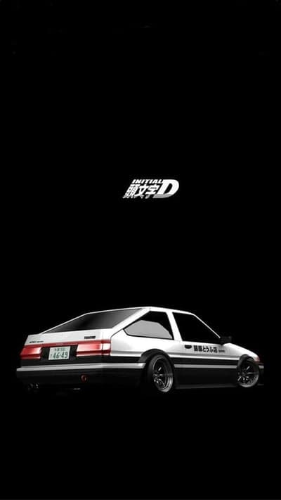 Initial D Toyota AE86 Poster Black Background