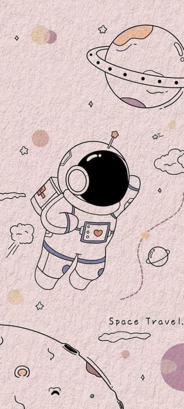Cute Astronaut Floating in Space with Planets and Stars