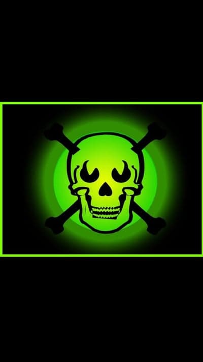 Green Skull and Crossbones Danger Symbol