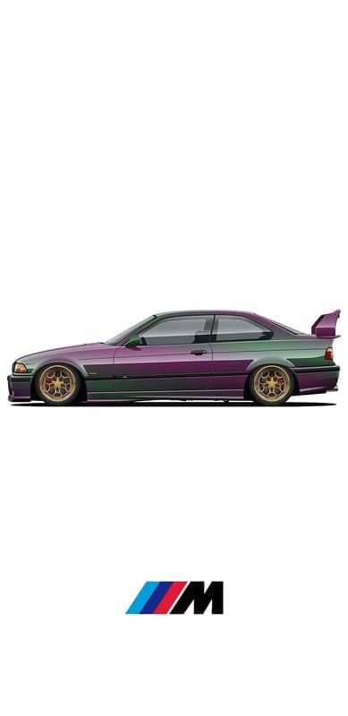 BMW M3 Coupe Purple and Green Gradient Phone Wallpaper