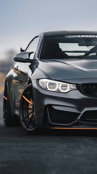 BMW M4 Dark Grey with Orange Trim Mobile Phone Wallpaper