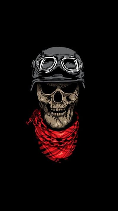 Vintage Aviator Skull with Red Scarf Mobile Wallpaper