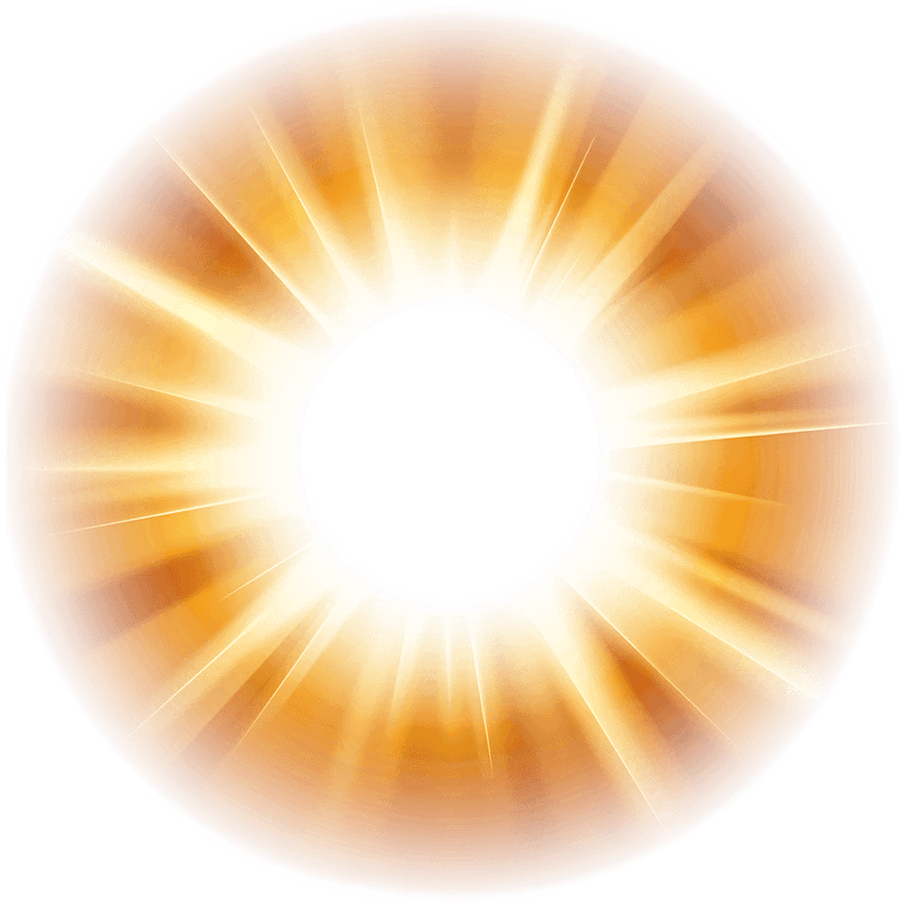 Golden light ring with radiant amber particles and a soft luminous glow against a transparent background.