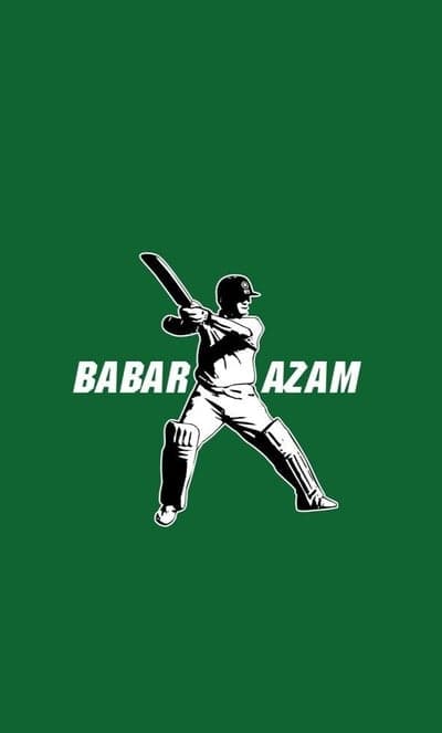 A graphic illustration of a cricket player on a green background
