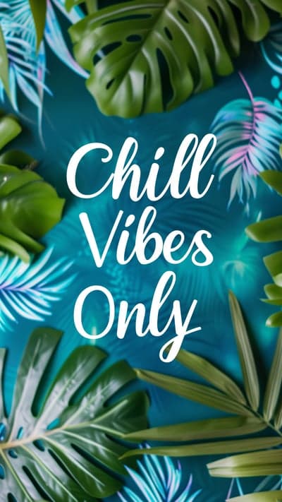 Chill Vibes Only Tropical Leaves Wallpaper