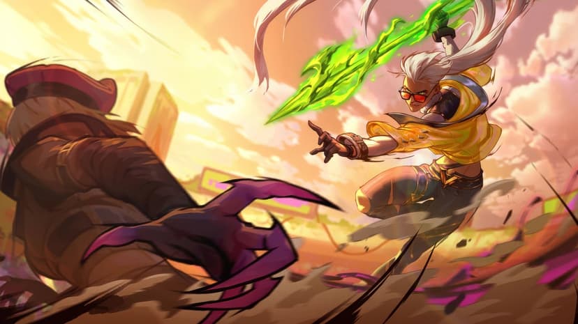 Nidalee League of Legends champion holds a spear in a dynamic jungle battle pose with detailed fur and lighting.