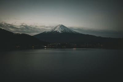 Snowy Mount Fuji Dusk Reflection Phone Wallpaper