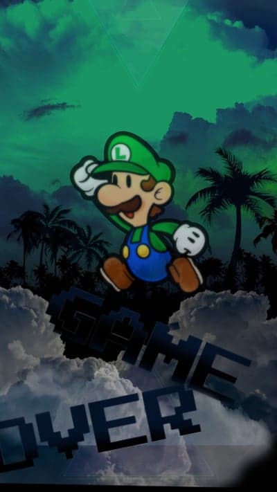 Paper Luigi Sprinting Green Sky Mobile Background