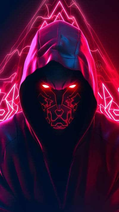 Cyberpunk Techwear Mask Mobile Wallpaper with Neon Red Glow