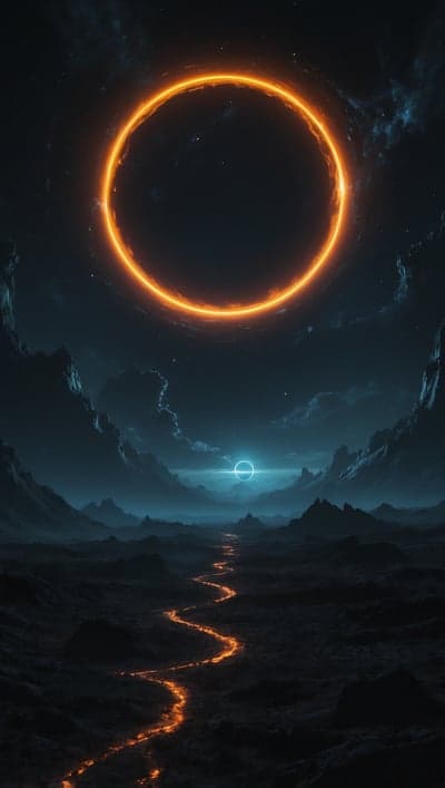 Ethereal Solar Ring and Magma Stream Tablet Wallpaper