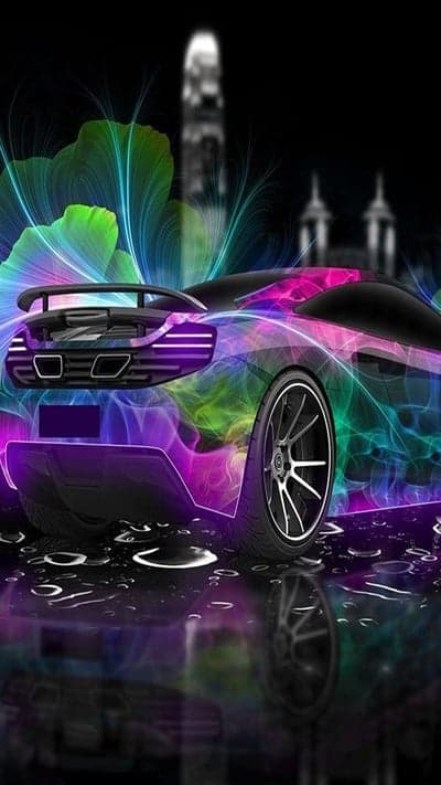 Neon Supercar Urban Smoke Portrait Phone Wallpaper