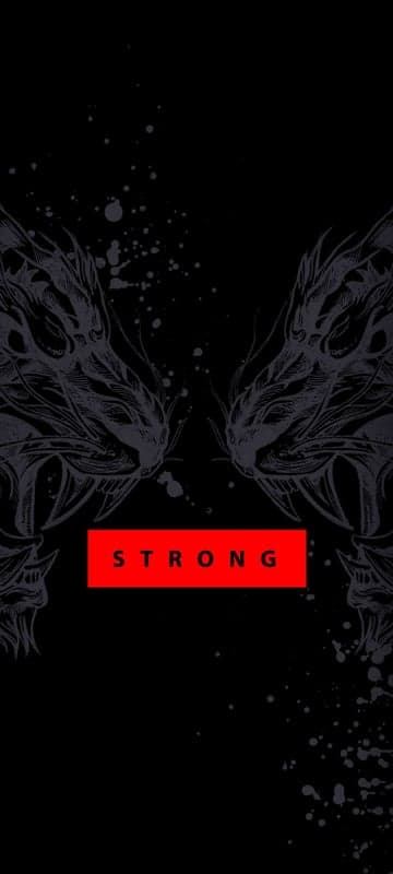 Strong Dragons Black Red Graphic Art Wallpaper
