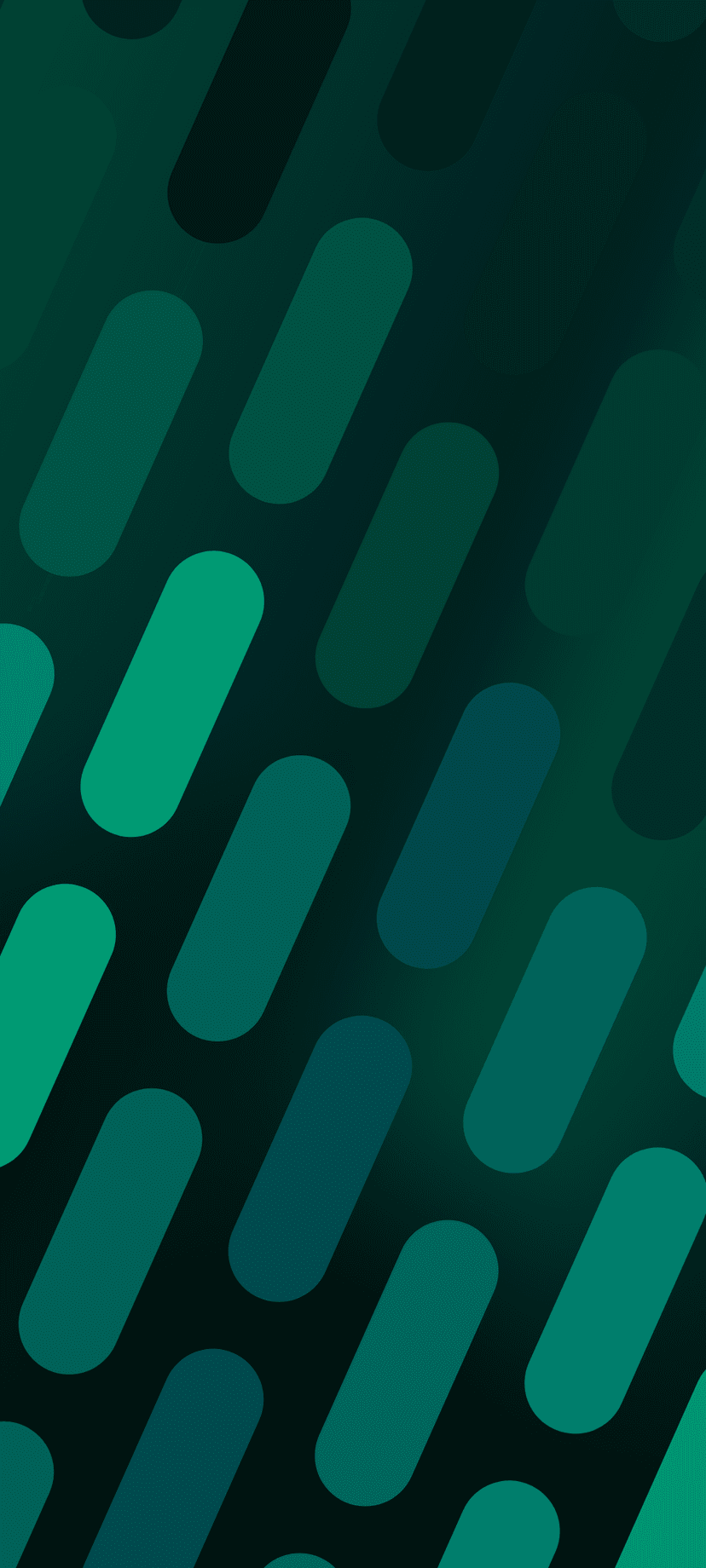 Rounded teal and green rectangles overlap diagonally with a stippled texture on a vertical mobile screen.