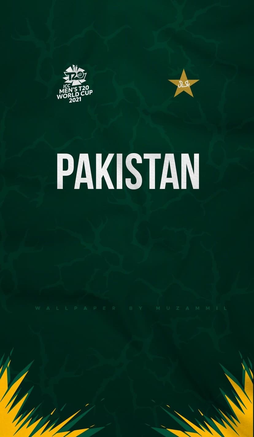 Pakistan text centered on dark green marble with a gold star and jagged yellow accents for mobile screens.