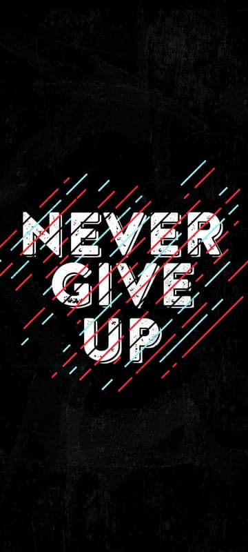 Never Give Up Motivational Quote with Glitch Effect