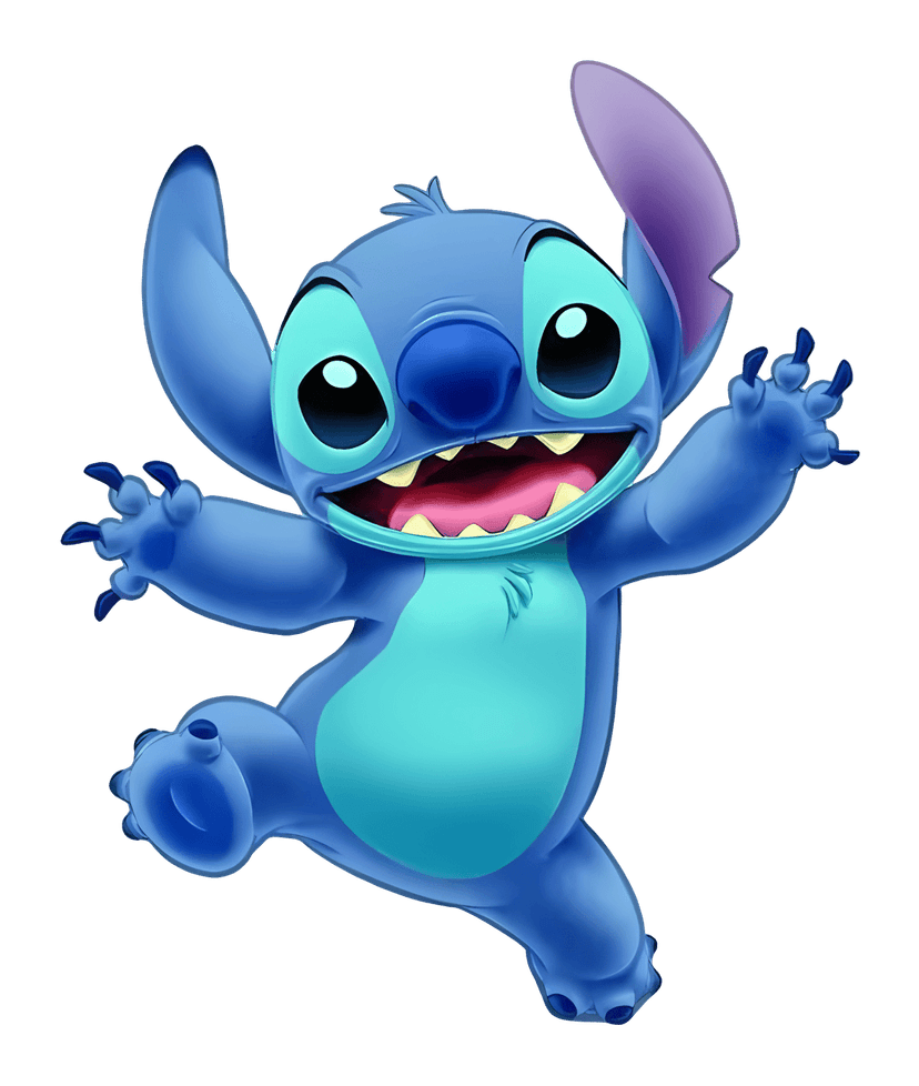 Blue cartoon character with wide ears and a broad smile standing against a transparent background in 2D style.
