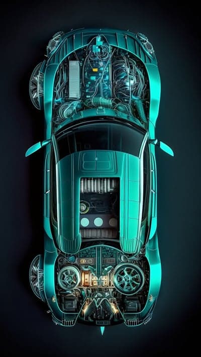 Futuristic Cyberpunk Car Interior Top View