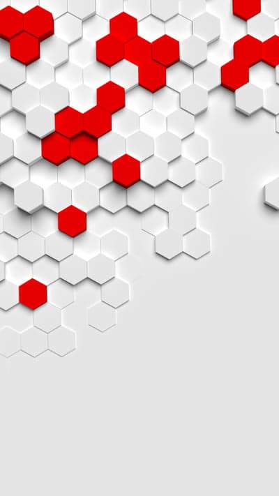 Red and White 3D Hexagon Pattern Mobile Wallpaper