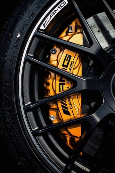 Performance AMG Brake Calipers on a Sports Car Wheel